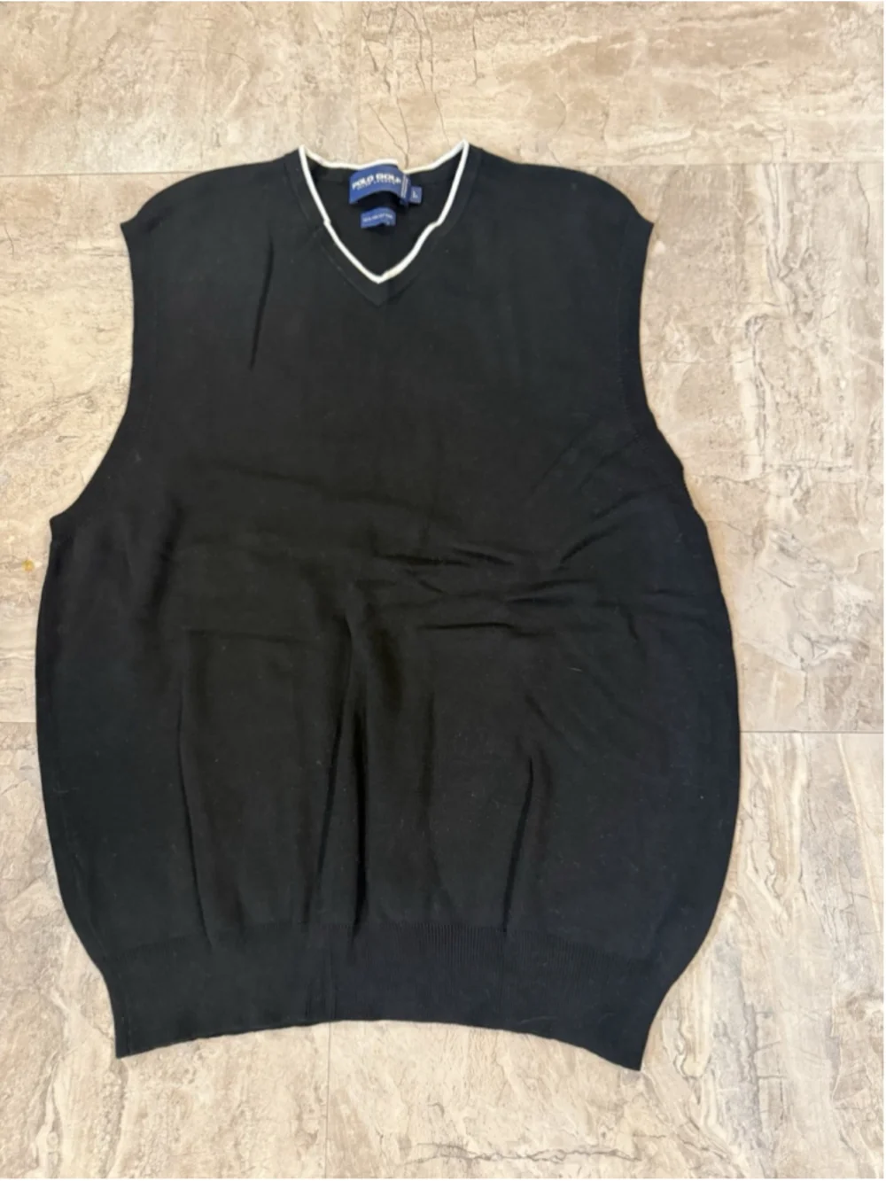 VTG Ralph Lauren Sweater Mens L Polo Golf V-Neck Vest Pima Cotton Pullover
